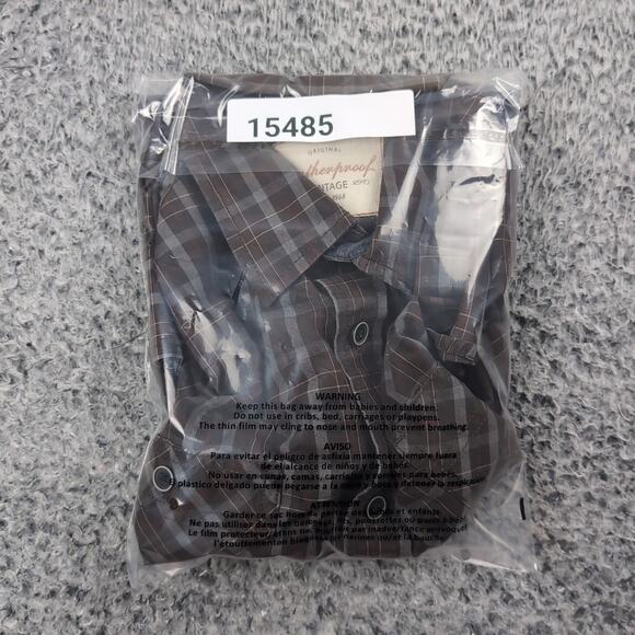 Weatherproof Vintage Shirt Men Medium Brown Casual Plaid Button Down Preppy - Picture 6 of 6